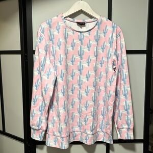 Hayley Elsaesser Top Pink Sweater Cactus all over Women's Size 34 or Medium